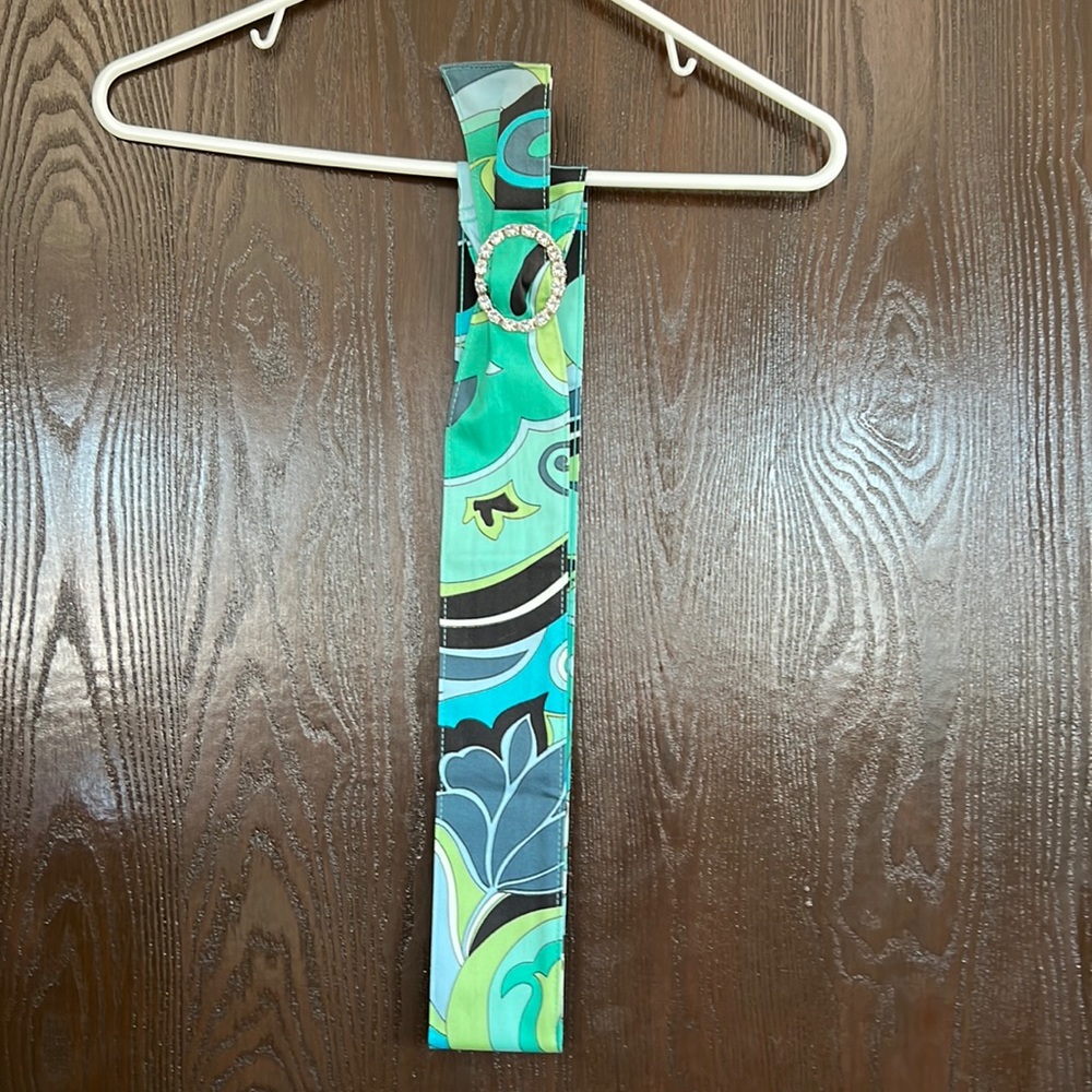 Silver Rhinestone Buckle TealAqua Belt